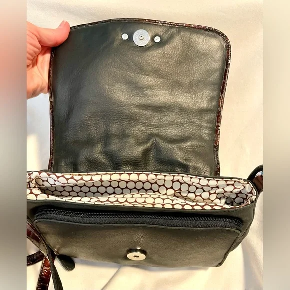 *VINTAGE* Brighton Crossbody Purse/Bag - Patent Leather Croc- Brown/Black - Picture 10 of 15